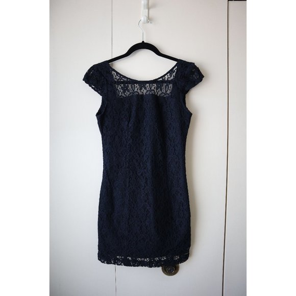 Hollister Navy Blue Lace Mini Dress - Picture 1 of 8